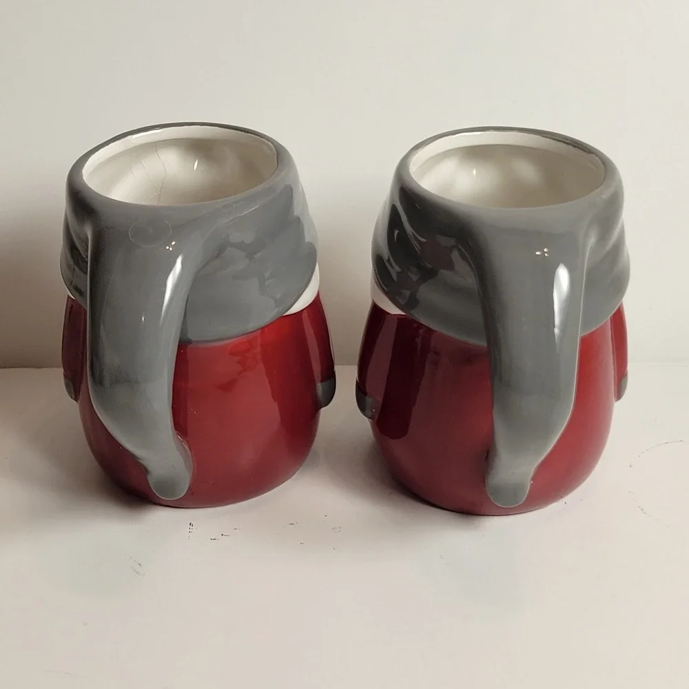 Pottery Barn Gnome Mugs Set of‎ 2 Red Grey Ceramic Holiday Christmas
